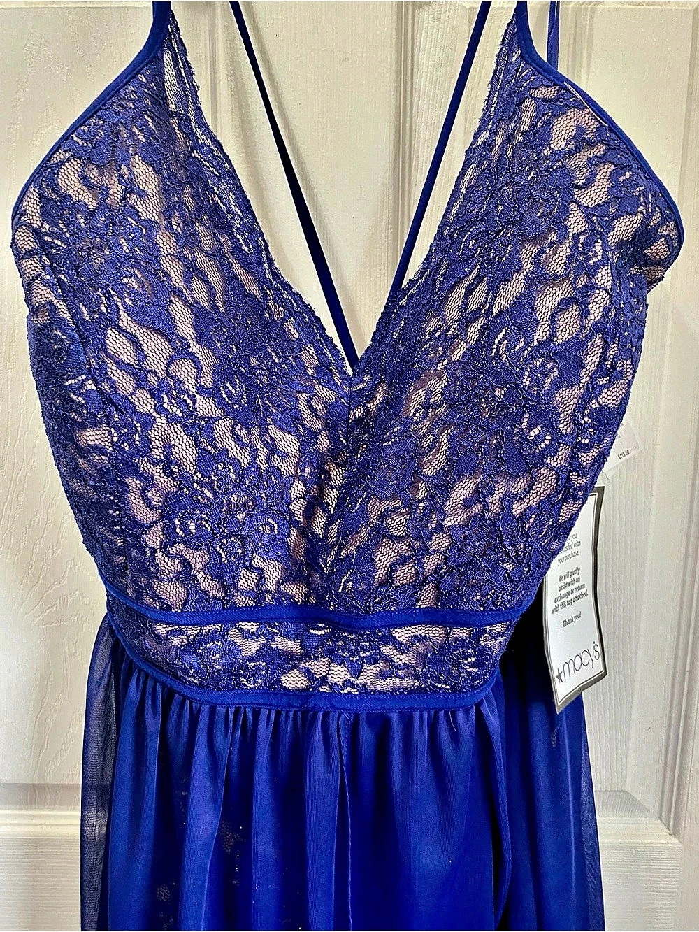 romwe Blue Lace Maxi Dress Size Medium NWT